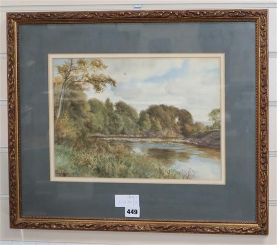 Benjamin Williams Leader, pair of watercolours, River landscapes, signed and dated 1904, 25 x 35cm